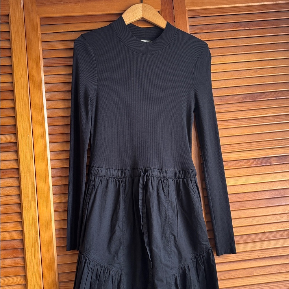 NATION LTD
WRENLEY COMBO LONG SLEEVE MIDI DRESS - JET BLACK SIZE S - Picture 6 of 13